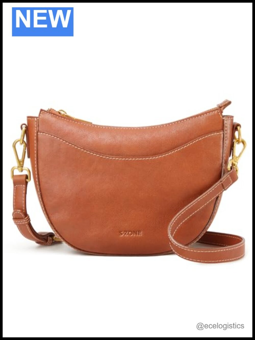 100% Cowhide Leather Crossbody Bag RFID Blocking Adjustable Strap